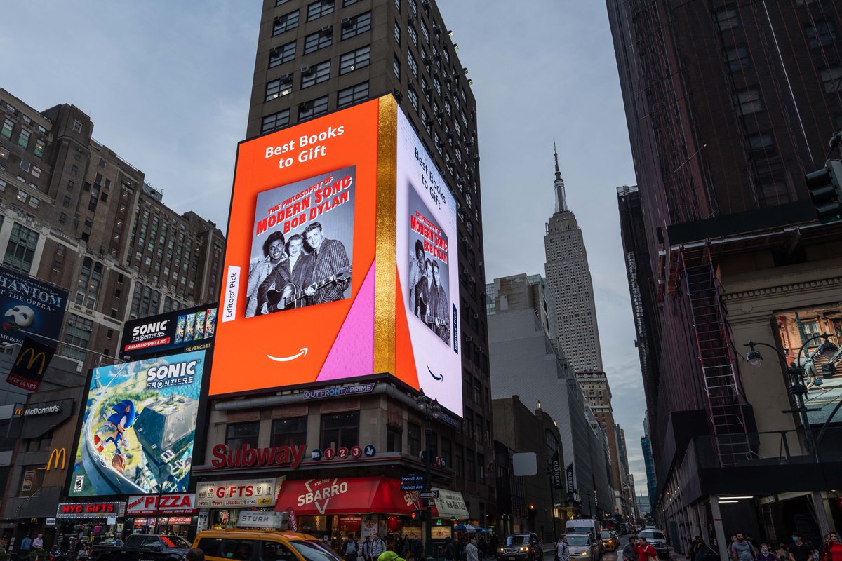 Bob Dylan (@bobdylan) on Twitter photo The Philosophy of Modern Song is on an <a href="/amazonbooks/">Amazon Books</a> billboard in NYC as one of the best books to gift this holiday. Check out the book here: amzn.to/3gVKjep The Philosophy of Modern Song is on an <a href="/amazonbooks/">Amazon Books</a> billboard in NYC as one of the best books to gift this holiday. Check out the book here: amzn.to/3gVKjep
