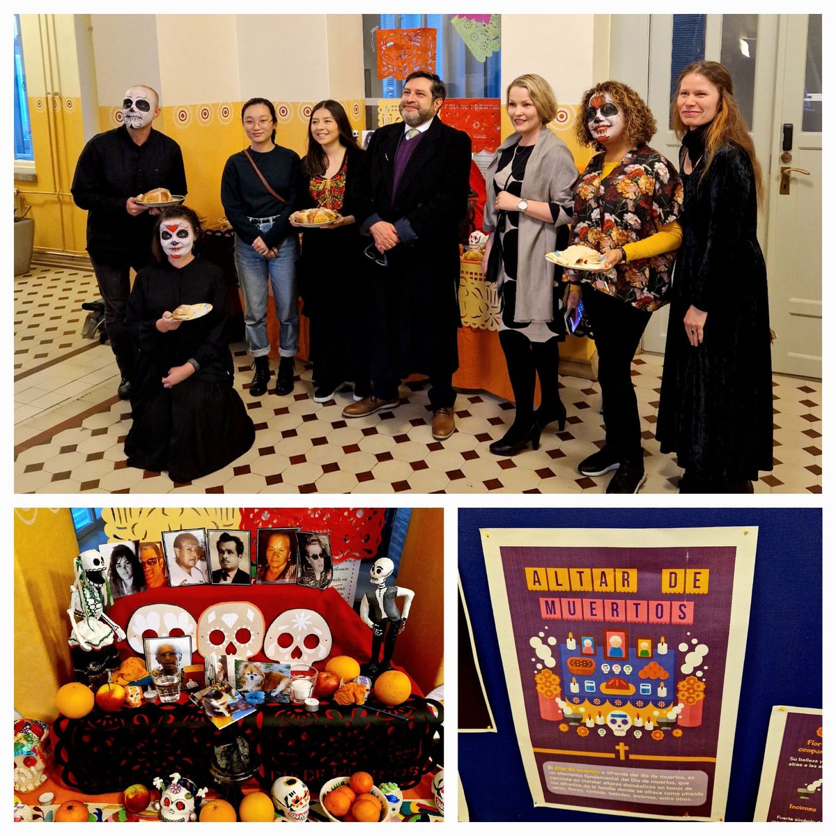 ¡Buen Día De Muertos! Kielikeskuksessa on huomiseen asti esillä kuolleiden päivän alttari, joka on toteututettu yhteistyössä Meksikon suurlähetystön ja meksikolaisten opiskelijoiden kanssa. Suurlähettiläs Ernesto Céspedes kertoi eilen perinteestä. Muchas gracias por su visita.