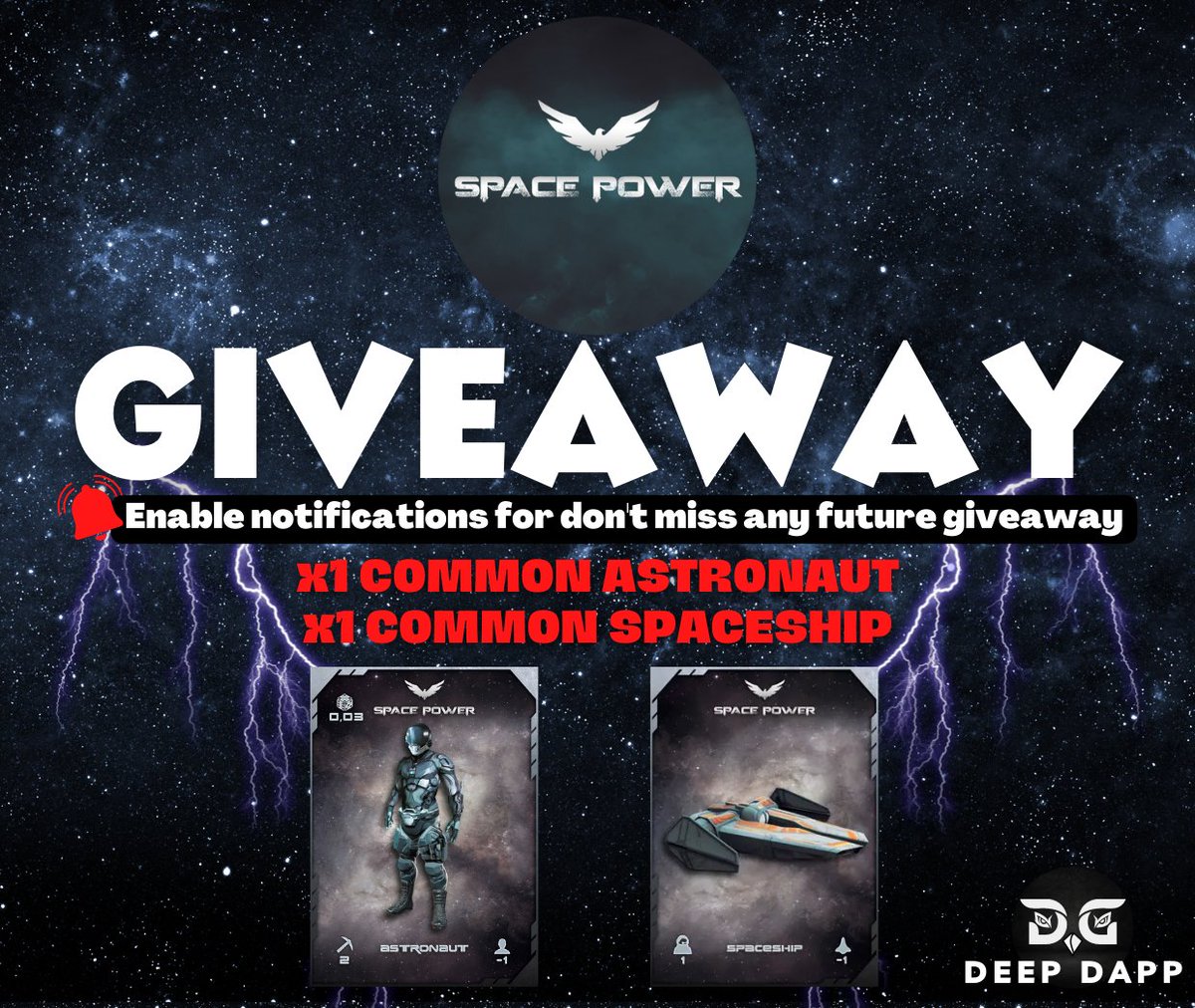 📌Space Power | x2 NFT

🔑To enter
1️⃣ Follow -> <a href="/Spacepowerio/">Space Power</a> &amp; <a href="/deepdapp/">Deep Dapp</a> 
2️⃣ ❤️+ RT &amp; Tag 3 FRIENDS
3️⃣ Comment your DISCORD ID
4️⃣ Comment your WAX WALLET
5️⃣ ‼️Join Discords‼️⬇️
 1. discord.gg/nVG9EPdSJR
 2. discord.gg/vBGzsmhuEV
⏲️End 6 November
#NFTdrop #WAXP #P2E #Giveaway