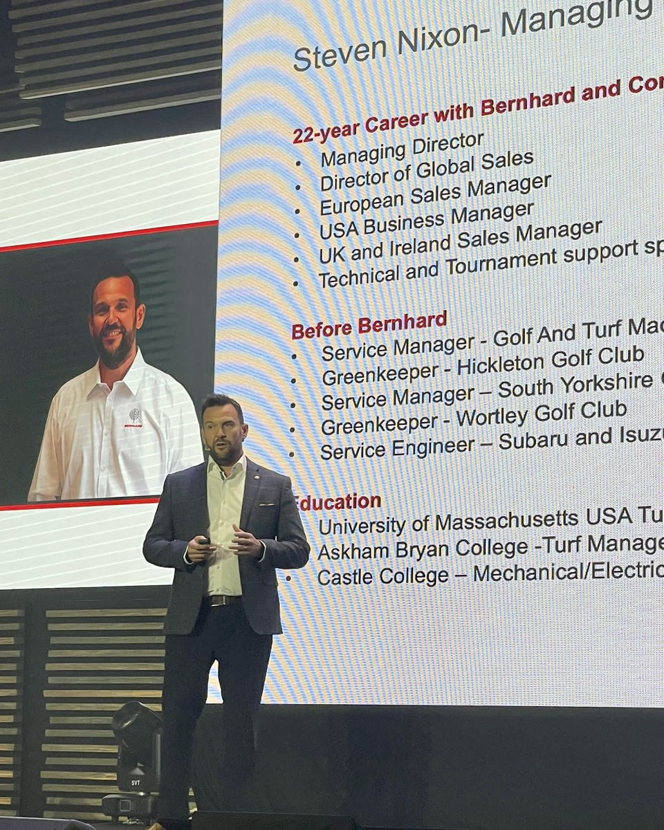 BernhardCompany's tweet photo. Great to see Managing Director, @BcoNixon on stage this afternoon at the 2022 Asia Pacific Golf Summit in Vietnam.
As part of his β101β on grinders, he explained how there is no substitute for perfectly sharp mower blades to deliver a clean cut and healthy grass plant. #APGS2022 https://t.co/eYHjSrEXZJ