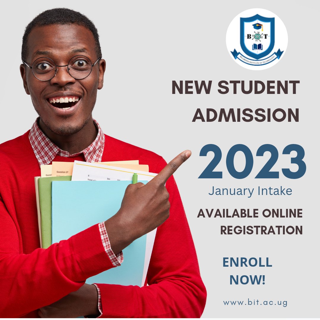 BIT_InstituteUg's tweet photo. or visit our offices in Bukoto Kampala Uganda at plot 86 Bukoto Road and secure your admission today! Call or whatsapp at +256760152398 or +256703301332
#Januaryintake2023 #Study_at_BIT #Study_Online #ApplyNow https://t.co/3P1I3J7u8y