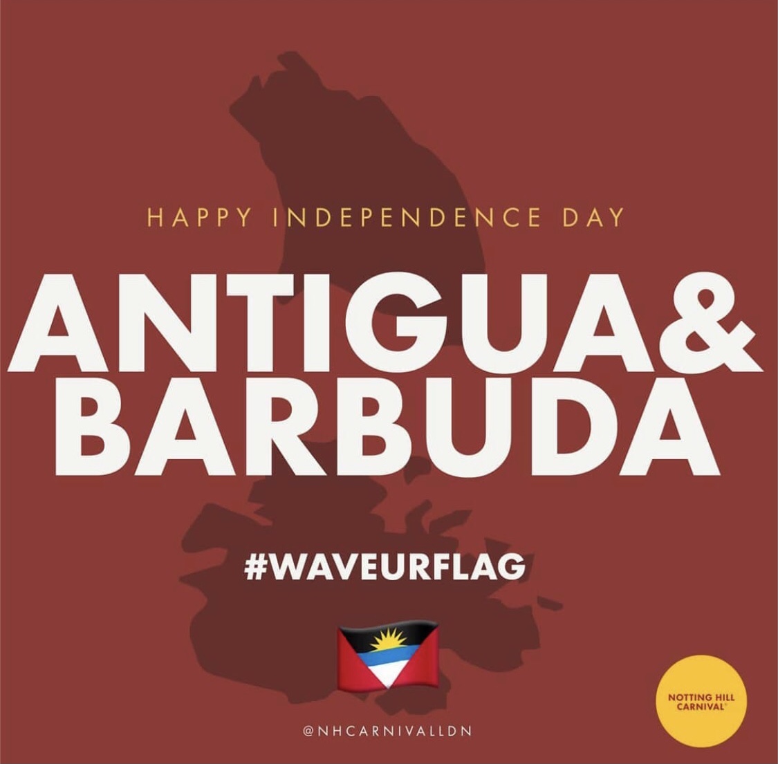 Happy Independence Day to Antigua & Barbuda! 🇦🇬🇦🇬🇦🇬🇦🇬🇦🇬 #NHC #NottingHillCarnival #Antigua #AntiguaAndBarbuda #CaribbeanIndependence #IndependenceDay