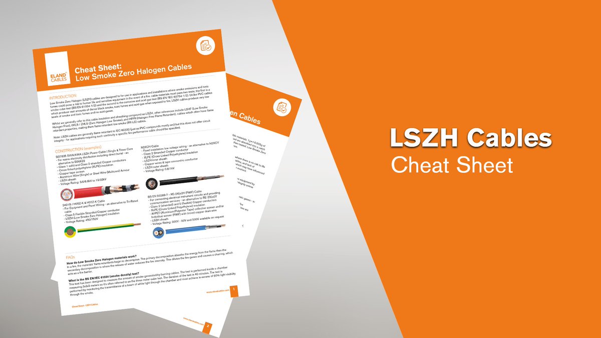 Eland_Cables's tweet photo. Want to know more about #LSZH cables? Our #cheatsheet is a great place to start. Head to the Knowledge Centre section on our website to download it.
https://t.co/JZb9AmqKvA
#electricalengineering #qualitymatters #handyhints https://t.co/UXASxh0XDx