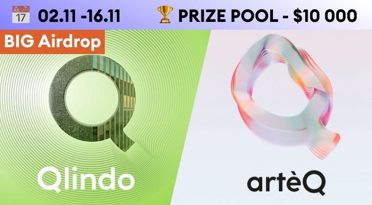 🔥 Big Qlindo &amp; arteQ Airdrop Is Live Now🔥

💰Prize pool $10’000 Qlindo &amp; arteQ tokens
🏆Total 100 winners 

Start: 2nd Nov
Finish: 16th Nov

✨Complete tasks and get your free Qlindo &amp; arteQ tokens👇🏻👇🏻👇🏻
Qlindo: gleam.io/mJ9l7/qlindo-a…
arteQ:  gleam.io/CepTV/arteq-ai…