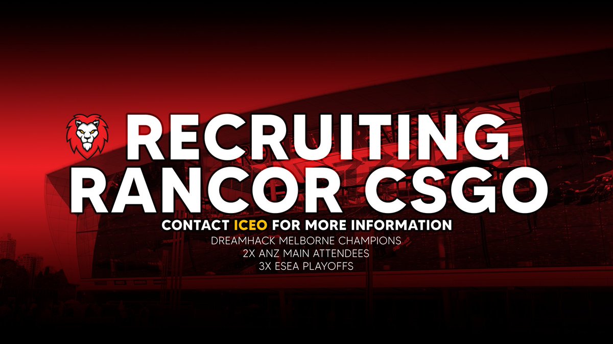 With Recent developments, we're looking for 2 players to join #RANCORCSGO! Contact <a href="/harpertabb/">Harper Tabb</a> for more information!
