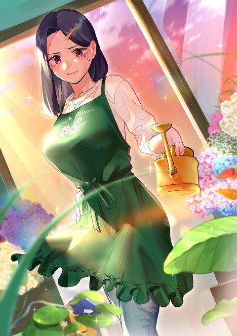 「black hair watering can」 illustration images(Latest)