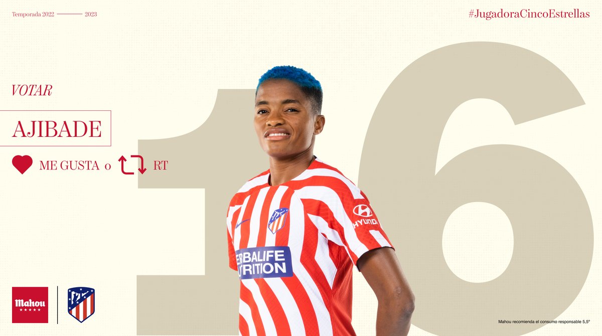 RT o MG si crees que @Rasheedat08 ha sido la #JugadoraCincoEstrellas del @AtletiFemenino en octubre (4/6)