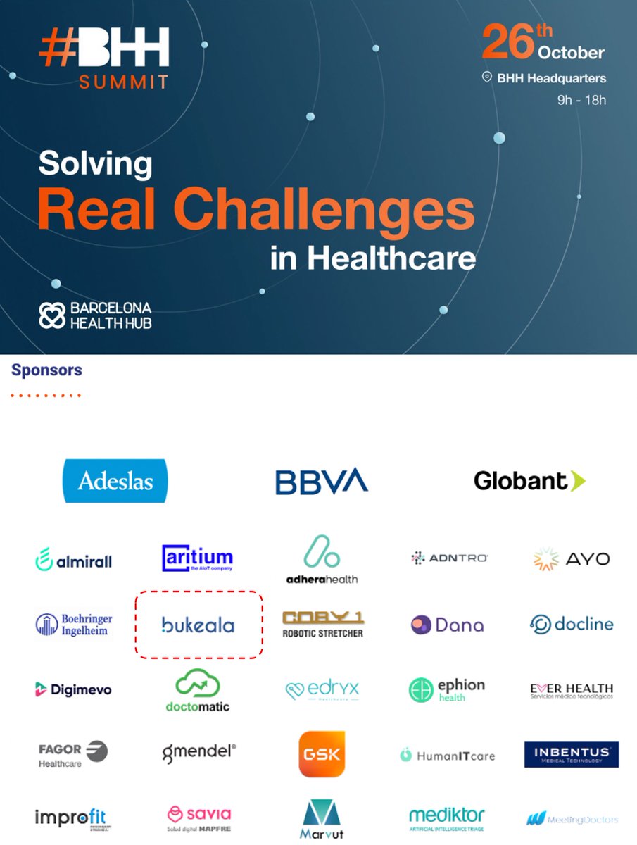Ha sido un privilegio para <a href="/bukeala/">Bukeala</a> ser Sponsors en el #bhhsummit. Nuestras felicitaciones y agradecimiento al equipo del <a href="/BCNHealthHub/">Barcelona Health Hub</a> por un evento impecable.