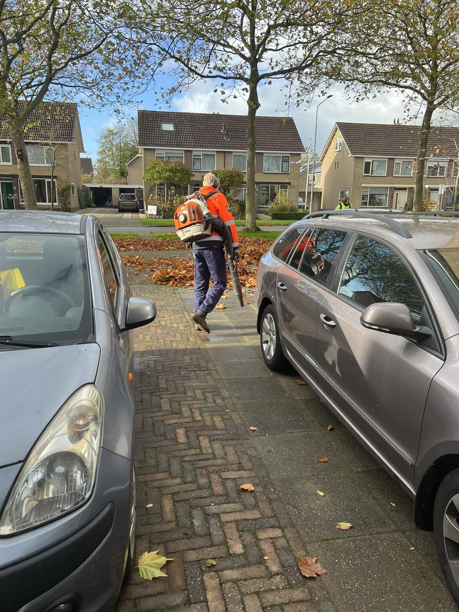 Herfst, herfst, wat heb je te koop🎶🎵Ieder jaar komen de mannen van de Buitendienst <a href="/Gemeente_Lwd/">Gemeente Leeuwarden</a> langs op de Wythústerwei in Stiens om alles weer bladvrij te maken. Dank mannen!
