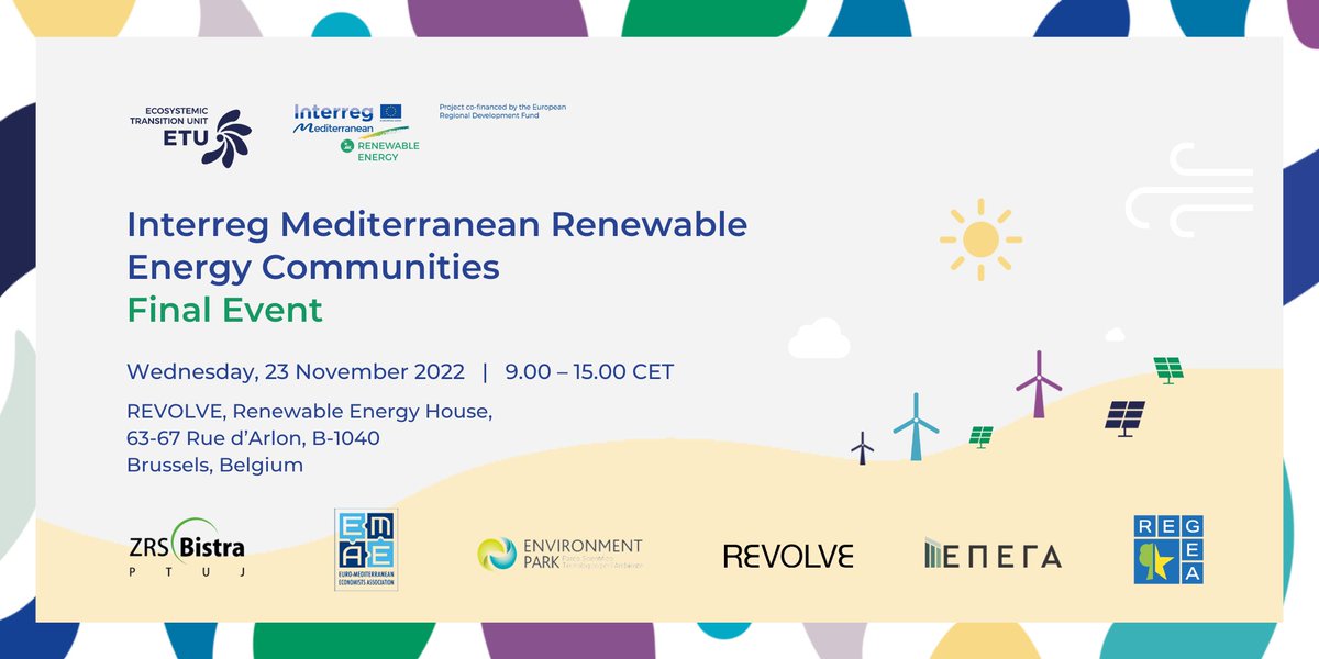 #SavetheDate

The #RenewableEnergy Community project is coming to an end!🔔

Join us in our final event to discover the project results &amp; discover the follow-up projects within the new <a href="/InterregEuroMED/">Interreg Euro-MED Programme</a>🌱

🗓️23/11
📍#Brussels

Check the agenda &amp; register👇🔗etuinitiative.eu/events/mediter…