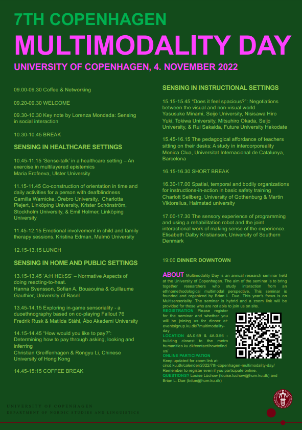 This is a busy video-conferencing week -- in addition to #DMCA2022 I'm also looking forward to attending (online) the 7th #multimodalityday on Friday. #emca #sensing #copenhagen