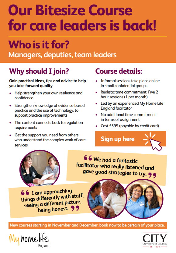A few places are still left on our online Bitesize course for care leaders!

Gain practical ideas, tips and advice to help you take forward quality. Next courses start in November and December.

Details here: city.ac.uk/prospective-st…