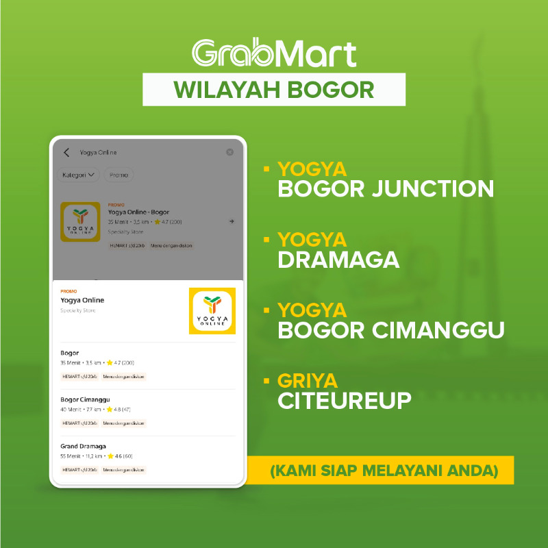 yogyaonlineID's tweet photo. Buat warga Bogor ada solusi nih belanja praktis tanpa takut kehujanan di jalan. Cek aplikasi GrabMart lalu pilih toko Yogya Online. Dijamin satu jam sampai!
#GrabMart #GrabJabar #Yogyaonline
