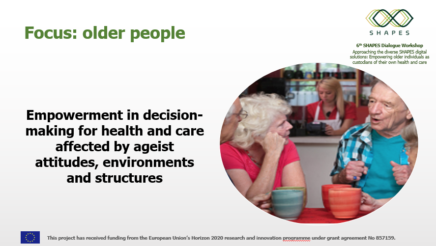 "Focusing on older people, the dynamics of empowerment in decision-making in heath&amp;care are heavily affected by ageist attitudes, environments + structures, leading to discrimination, exclusion and rights denial of people as they age."
<a href="/Verawork1/">Vera@AGE</a> <a href="/AGE_PlatformEU/">AGE Platform Europe</a> 
#SHAPESdialogue
