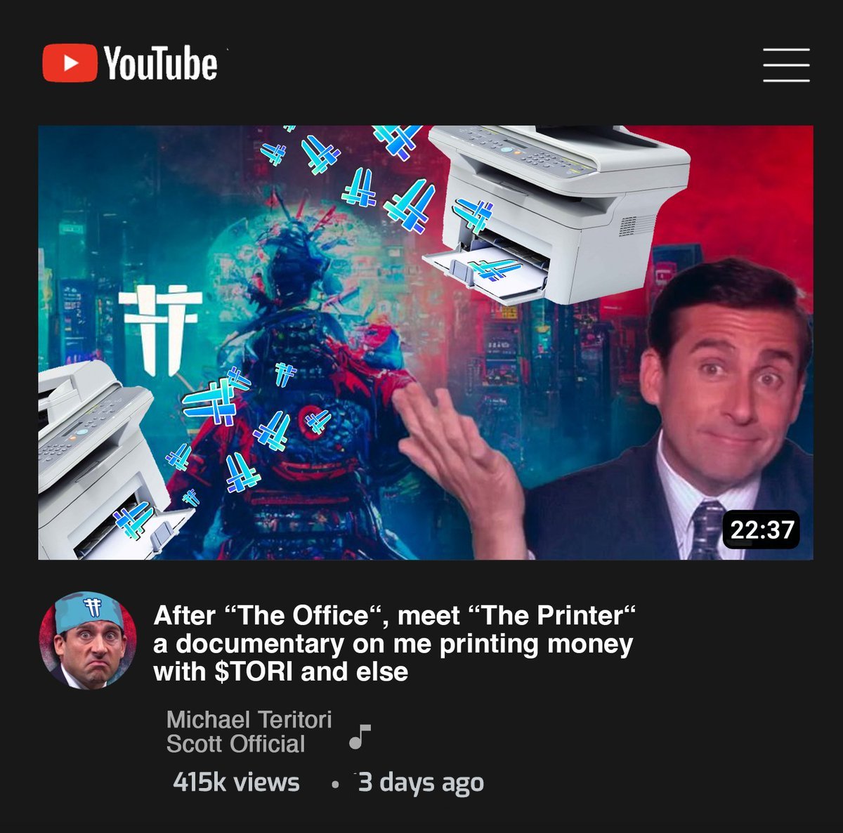 MichaelScottori's tweet photo. I would like to make a documentary on my #cosmos life as an $ATOM $TORI $JUNO $STARS $EVMOS staker.

Bust first, I’ve got to make sure that YouTube comes down to tape it. Would you watch? https://t.co/qqrYFmFyVu