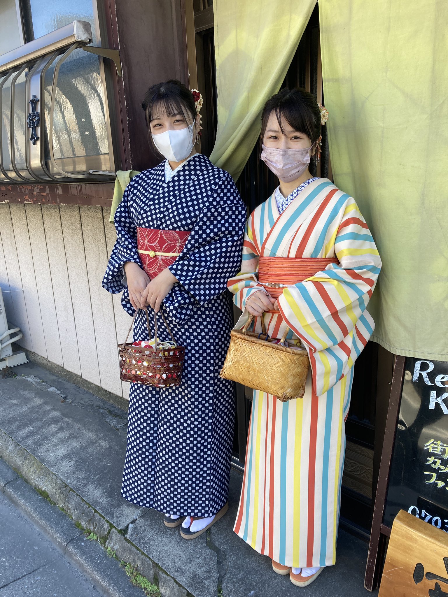 ◇橋本テル織物＊リバーシブル半幅帯◇桜/蝶/京都西陣、金黒半巾帯