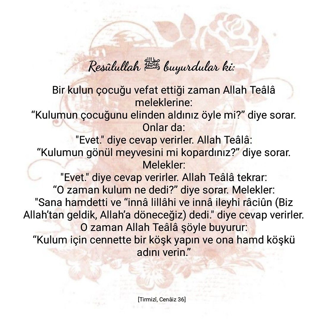 İNNA LİLLAHİ VE İNNA İLEYHİ RACİUN. BİZ ALLAH DAN GELENE HAMD ETTİK.