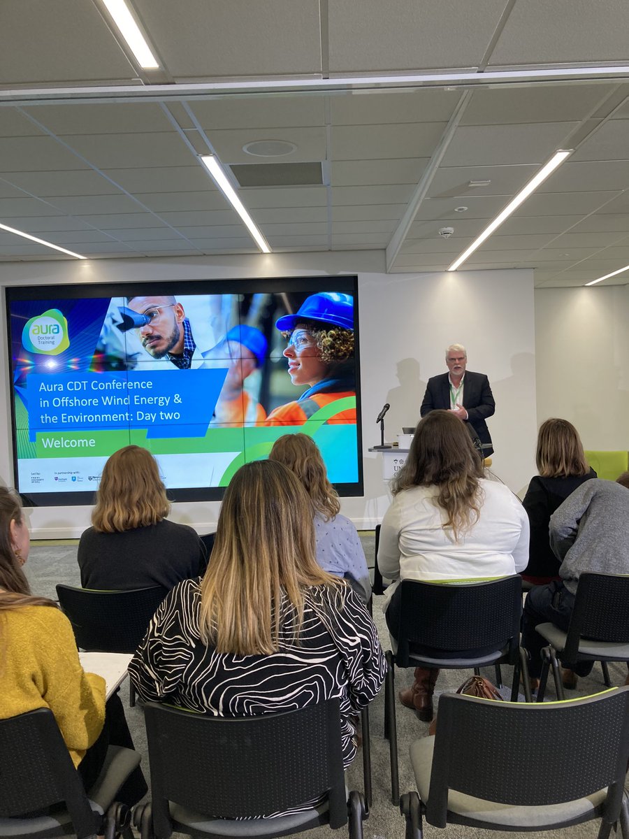 PeteAMRC's tweet photo. Day two of the @_aurainnovation conference and first up is Chris Briggs from @SiemensGamesa talking about the Energy Trilemma #netzero #resilience https://t.co/I20NyDsJQh