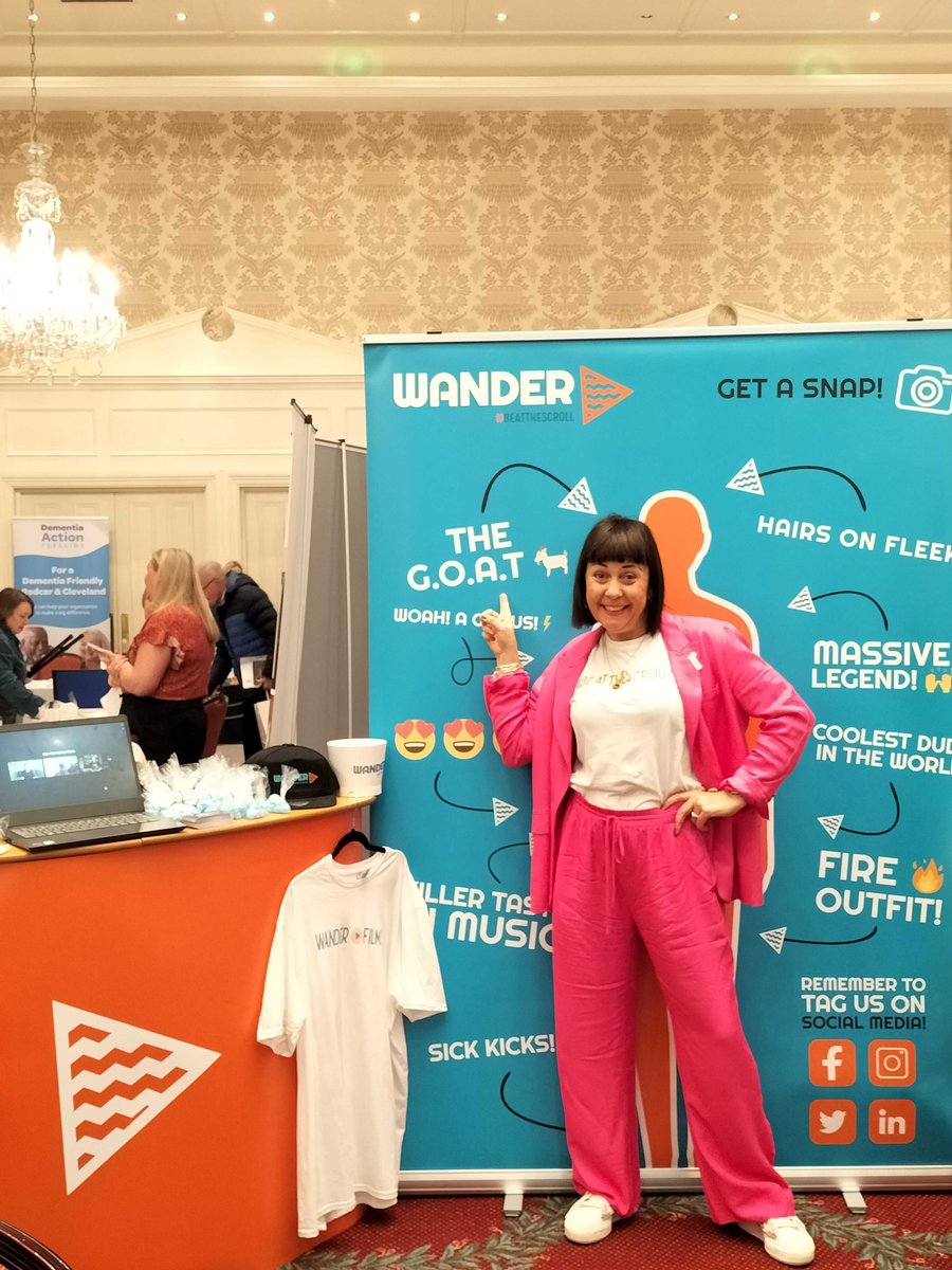WANDER_FILMS_UK's tweet photo. ⚡Woah! How SICK is our selfie banner?! 🙌

Jo is at @GisboroughHall hotel today for the @RCAmbassadors showcase! 🤩

Are you there today? If you are pop over and have a chat with our Jo! 😁

#BeatTheScroll #RCShowcase22 #RedcarCleveland https://t.co/TlxkOB832t
