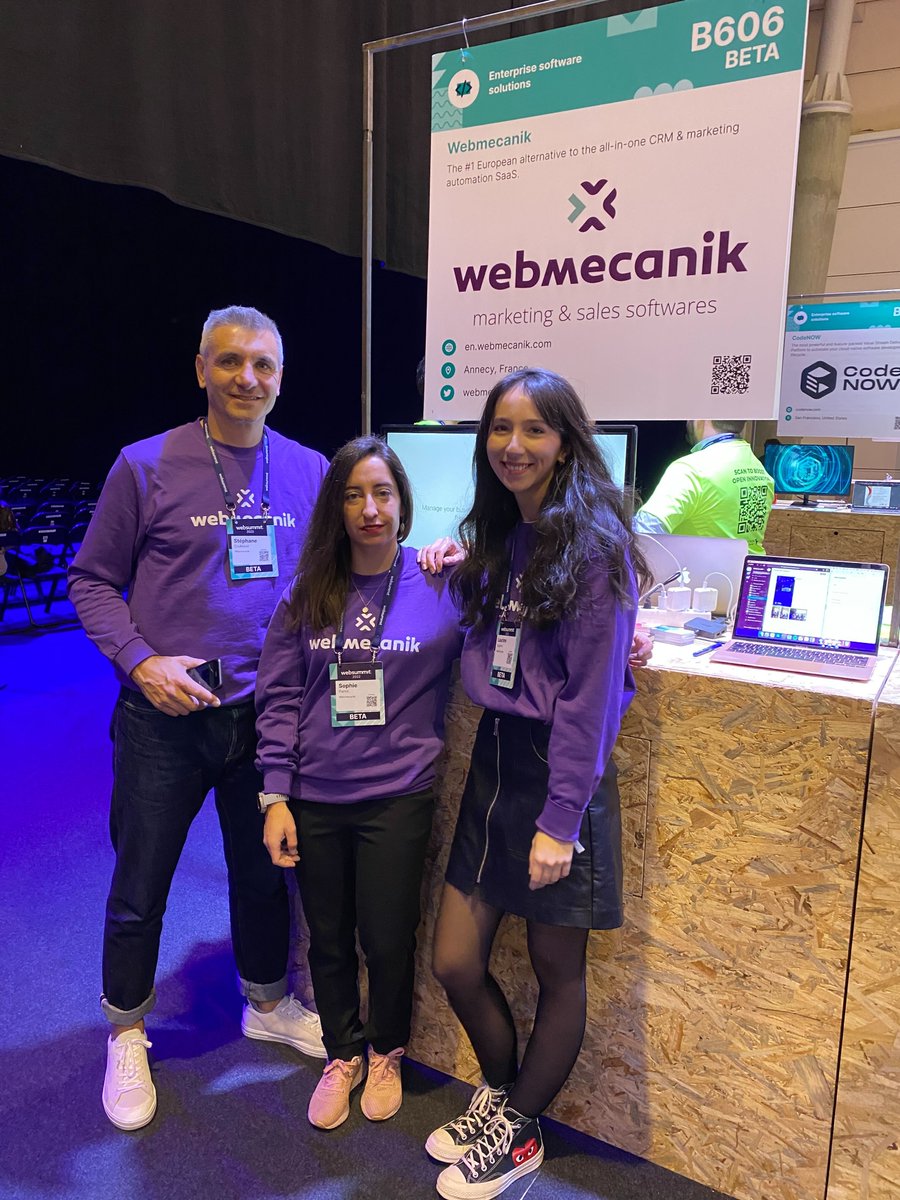 Webmecanik (@webmecanik) on Twitter photo Welcome to the D-Day at #WebSummit ! 🚀
Let's meet today at Booth B606 Hall 4 💜
<a href="/scouleaud/">Stéphane Couleaud since 1970</a> <a href="/Sophie_Panot/">Sophie Panot</a> <a href="/LaurineAugiron/">Laurine Augiron</a>
#WebSummit2022 #marketing #MarketingAutomation Welcome to the D-Day at #WebSummit ! 🚀
Let's meet today at Booth B606 Hall 4 💜
<a href="/scouleaud/">Stéphane Couleaud since 1970</a> <a href="/Sophie_Panot/">Sophie Panot</a> <a href="/LaurineAugiron/">Laurine Augiron</a>
#WebSummit2022 #marketing #MarketingAutomation