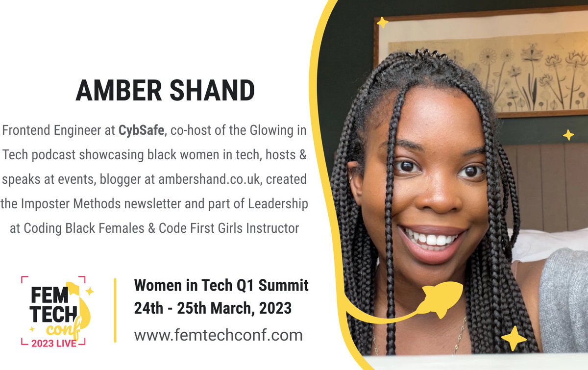 femtechconf's tweet image. Excited to introduce next speakers for Women in Tech Q1 Summit🥰

@amberleetech, (@Cybsafe), Bernice (PMdojo), @opeoluwaokose (@Oracle) &amp;amp; Shivangi (Booking)

🎟️: femtechconf.com
Partner: femtechconf.com/sponsor

📩team@femtechconf.com

#FemTechConf #Womenintech