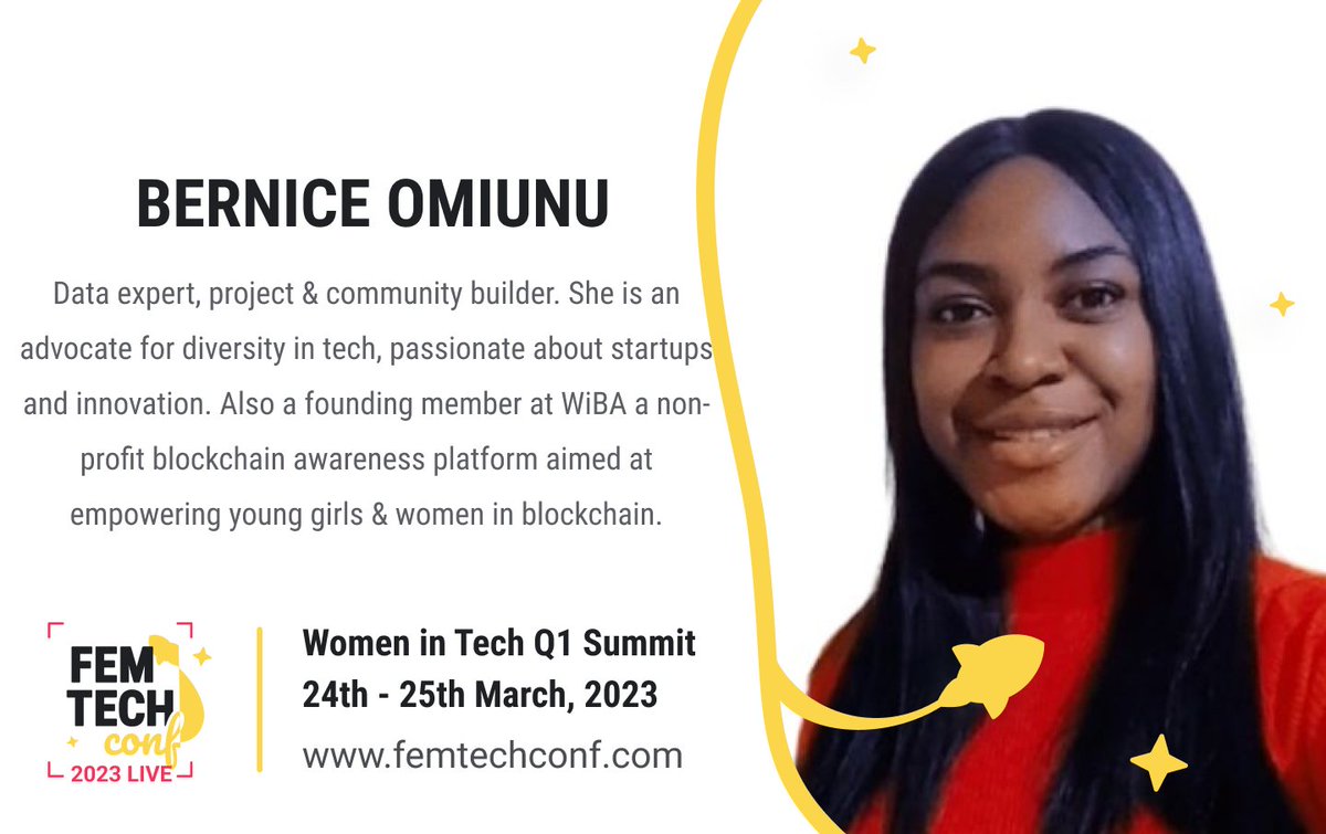 femtechconf's tweet image. Excited to introduce next speakers for Women in Tech Q1 Summit🥰

@amberleetech, (@Cybsafe), Bernice (PMdojo), @opeoluwaokose (@Oracle) &amp;amp; Shivangi (Booking)

🎟️: femtechconf.com
Partner: femtechconf.com/sponsor

📩team@femtechconf.com

#FemTechConf #Womenintech
