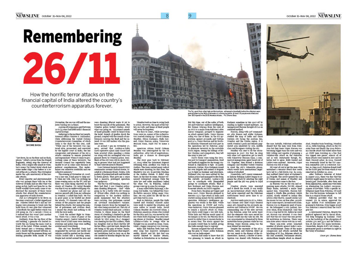 shomebasu's tweet photo. The siege of Mumbai that I witnessed fourteen years ago. Here I write about what went behind such dastardly act, an attack that could easily bring the nuclear neighbours at war but it didn’t .Who did it & why , the purpose ? on @KashmirNewsline .#terrorism #Mumbai #UNCTC https://t.co/9xb7fOhNWJ