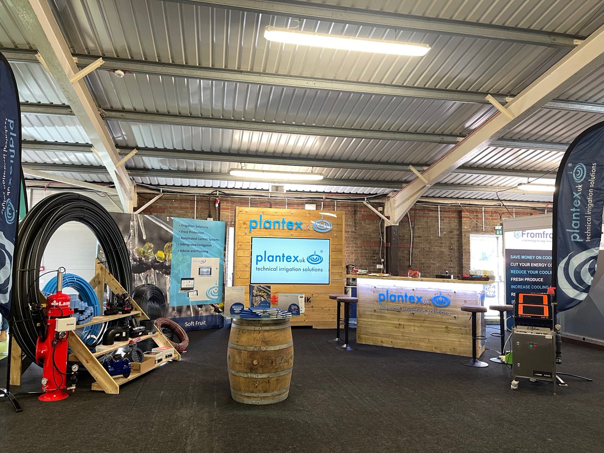Plantex_UK's tweet photo. We're set up for the The National Fruit Show, come down &amp; say hello to us on stand H8, you can grab a hot tea or coffee, a nice cold beer &amp; a yummy homemade flapjack! We have our brand new price guide catalogue &amp; we're eager to chat about any irrigation requirements! https://t.co/heeOlzyW92