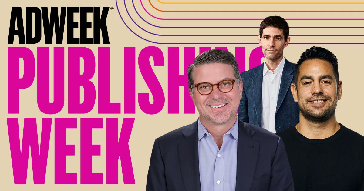 Adweek's tweet photo. The top media and publishing companies gathered to discuss how they plan to leverage alternative identifiers, capitalize on the audio evolution and prepare for the inevitable end of the cookie. Watch all the video sessions from #PublishingWeek here: https://t.co/lLWd3Sug2t https://t.co/6Rag9lfuHN