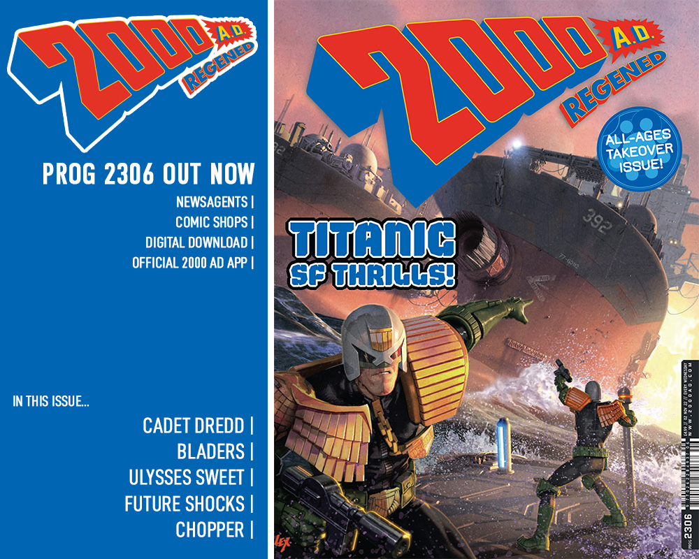 Attention, Earthlets – 2000 AD Prog 2306 is out now! It's the final Regened issue of this year, with FIVE mind-blowing Thrills crafted for all ages!

Take a peek inside ➡️ bit.ly/3N2njXh
Subscribe &amp; get zarjaz free gifts ➡️ bit.ly/3qXUctS