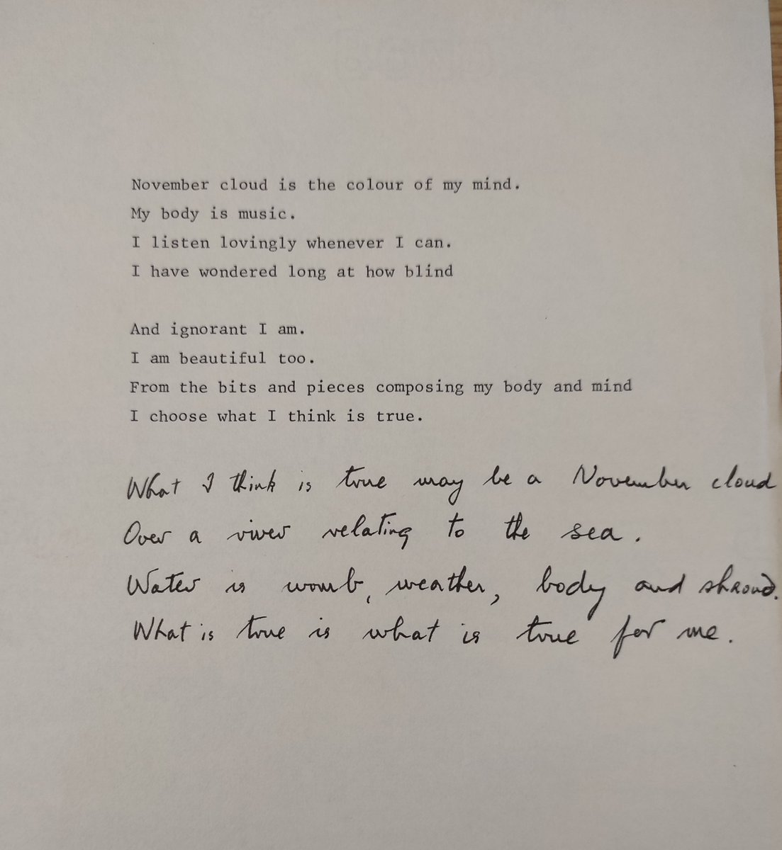 As November begins, we wanted to share more from the Brendan Kennelly Literary Archive. Today's poem is a draft entitled 'November Cloud', which features in 'A Girl' from 'Familiar Strangers: New & Selected Poems 1960-2004'. @KennellyTrust #BrendanKennelly #VirtualTrinityLibrary
