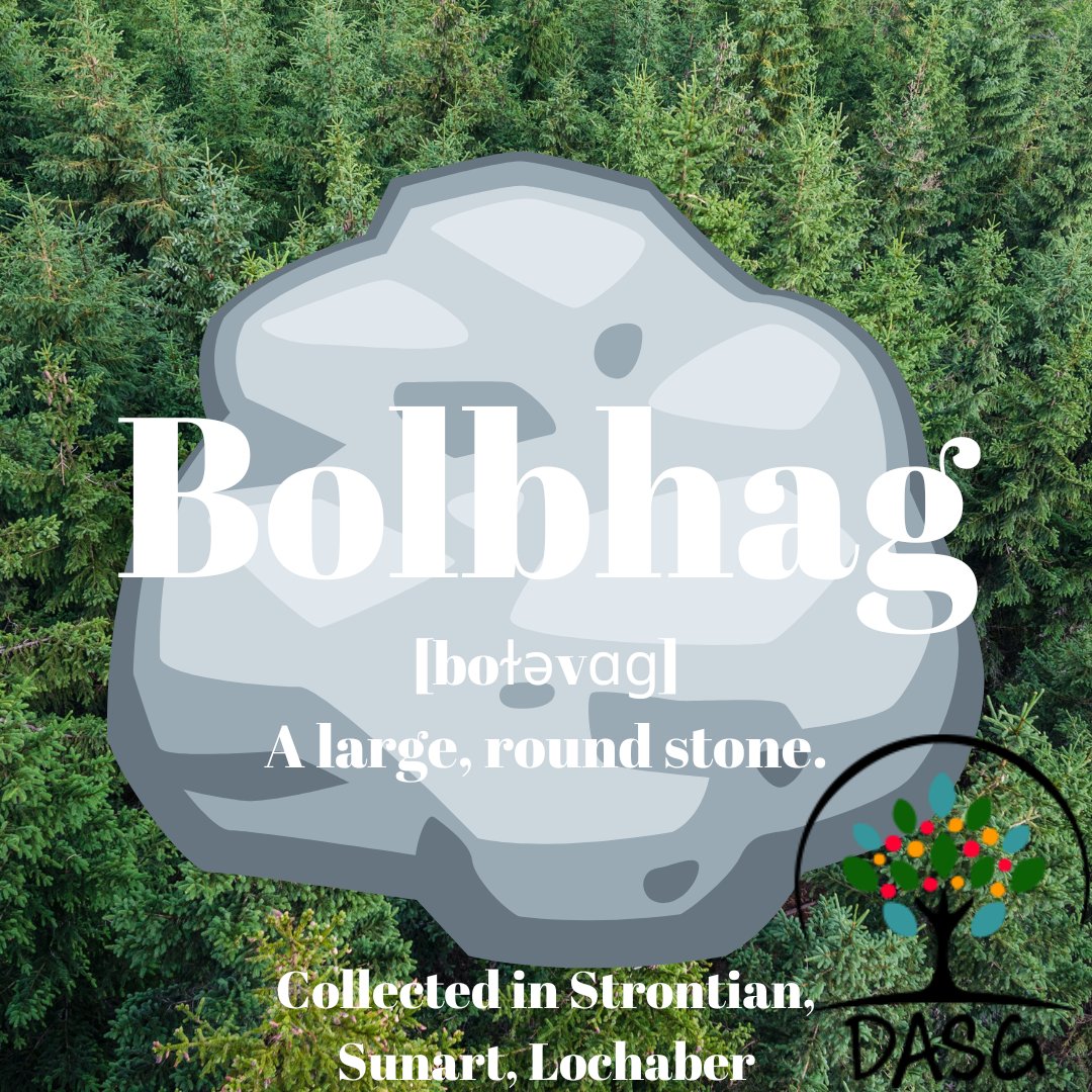 DASG_Glaschu's tweet photo. https://t.co/lJ7rWz8vKC
🥌
BOLBHAG - LARGE, ROUND STONE
🗿
#Bolbha #Boulder #Bouldering #Bulbhag #Clach #Climbing
🧗‍♀️
#SrònAnTSìthein #Strontian #LochAbar #Lochaber #Gàidhealtachd #Highlands
#Alba #Scotland
#Gàidhlig #Gaelic #ScottishGaelic
#DigitalArchiveofScottishGaelic #DASG https://t.co/nm944KUHio