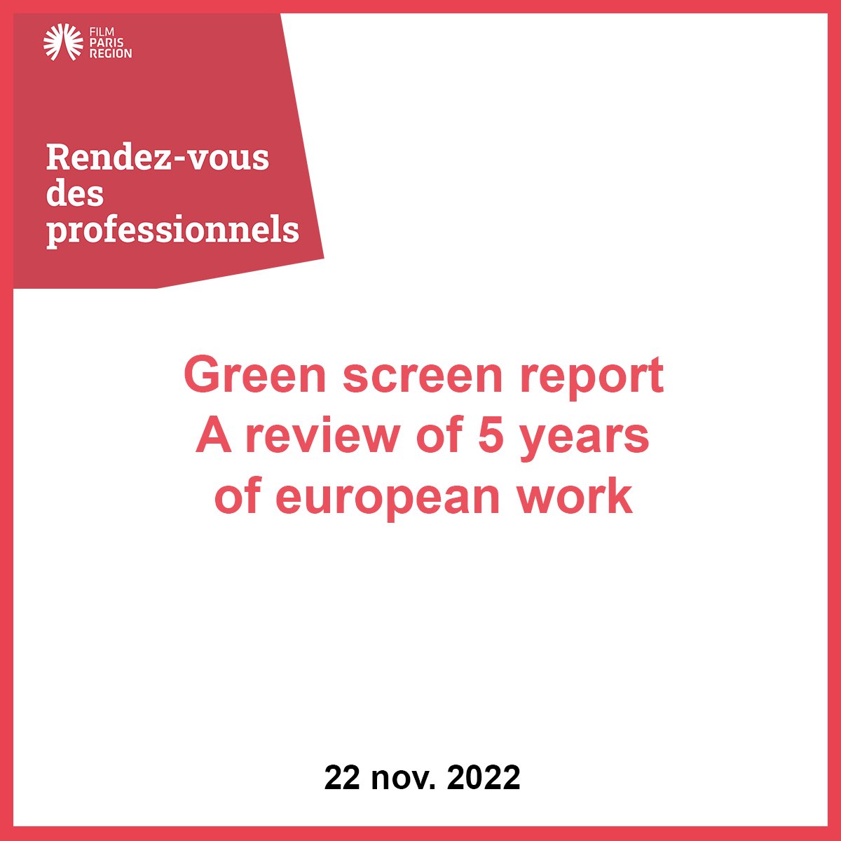 filmparisregion's tweet photo. #savethedate I 22 novembre 10h au @LeCNC
Le projet #GreenScreen a fédéré 8 pays durant 5 ans autours de l’analyse des pratiques écologiques dans la filière Image en Europe. Film Paris Region organise un #RDVpro son bilan !
https://t.co/K1HCRECCKO
@Jeremy_Redler @ChooseIDF https://t.co/svvcRSpw6G