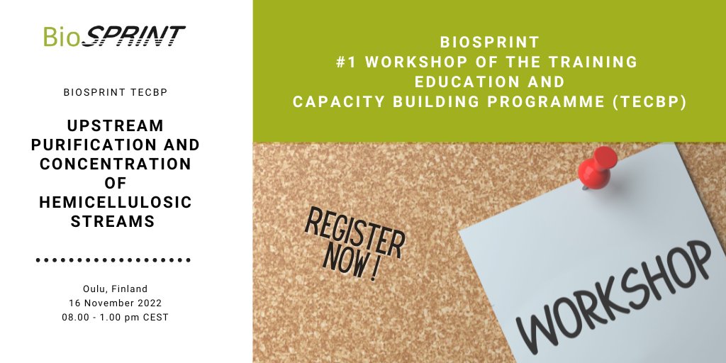 DECHEMA's tweet image. #BioSPRINT invites scientists from the field of chemical engineering and interested stakeholders to the first onsite workshop on Upstream purification and concentration of hemicellulosic streams which takes place in Oulu, #Finland on 16 November 2022: ow.ly/IkWb50LpCLz