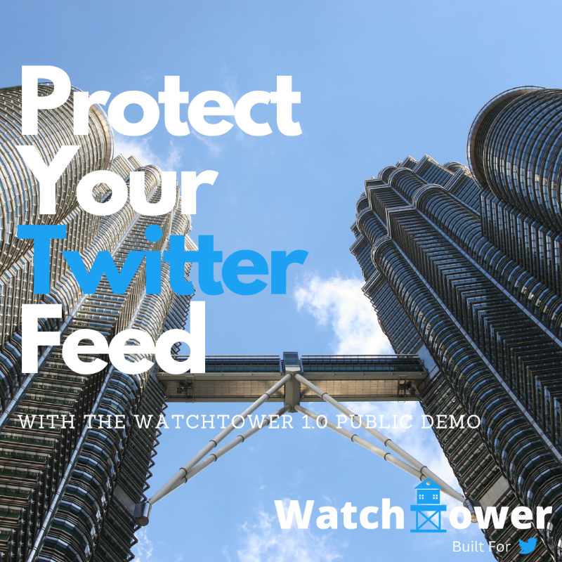 WatchTower_WEB's tweet photo. WatchTower exists to help you filter out unfavorable content from your Twitter feed 🐦🚧. Why not give it a go, and let us know what features you want next! 💬 https://t.co/xtRzpmjoeo