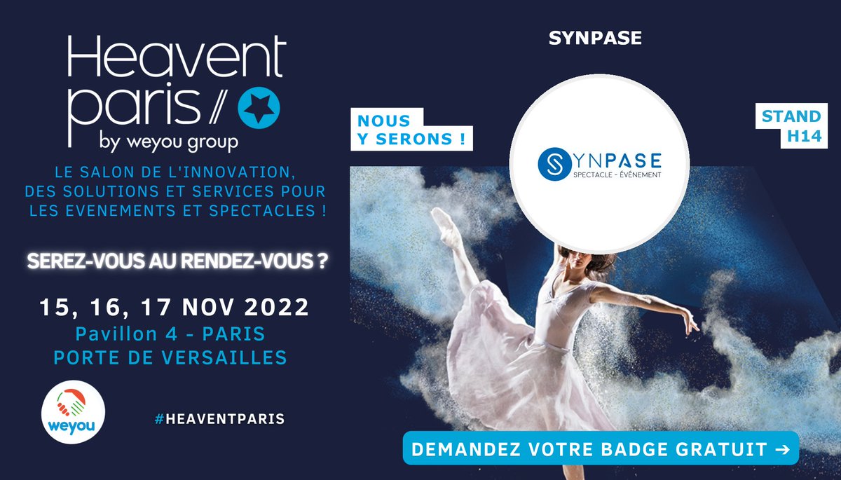 Rejoignez nous en demandant votre badge d'accès gratuit :
demande-badge.heavent-paris.com/km?ex=vb4di24cq

#heaventparis #evenementiel #paris #eventpro