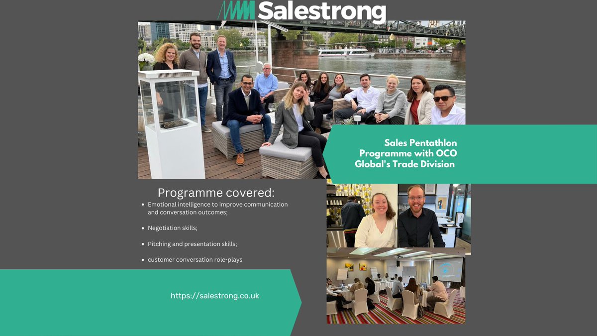 Sales Pentathlon Programme with the Trade team at OCO Global. 
 
A successful series of sales training sessions with the team at OCO Global, we look forward to sharing feedback from some of the participants later this week. 
 
#Salestrong #SalesProgramme #SalesTraining #OCOGlobal
