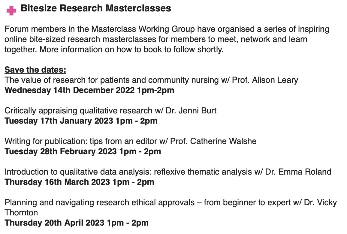 November's QNI Community Nursing Research Forum Newsletter out now + Save the Dates for Bitesize Research Masterclasses - booking info soon @TheQNI @QNI_Scotland @hattierocket @carriep100 @juleschurchy @jacqscrace1 @RCNi_Julie @CrystalOldman @jagreen121 qni.org.uk/nursing-in-the…