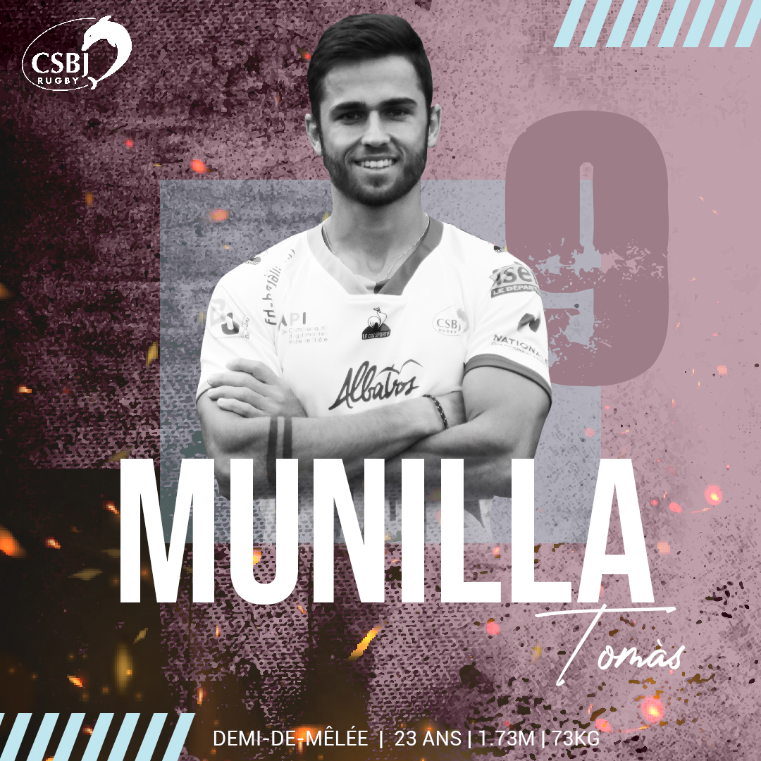 𝐎𝐅𝐅𝐈𝐂𝐈𝐄𝐋 -  Tomàs MUNILLA, demi-de-mêlée en provenance de Béziers portera les couleurs ciel et grenat jusqu’à la fin de la saison. 

 Le jeune argentin d’origine totalise 68 matchs en ProD2 et 5 saisons chez les Bittérois. 

➡Plus d’informations : t.ly/uGaP