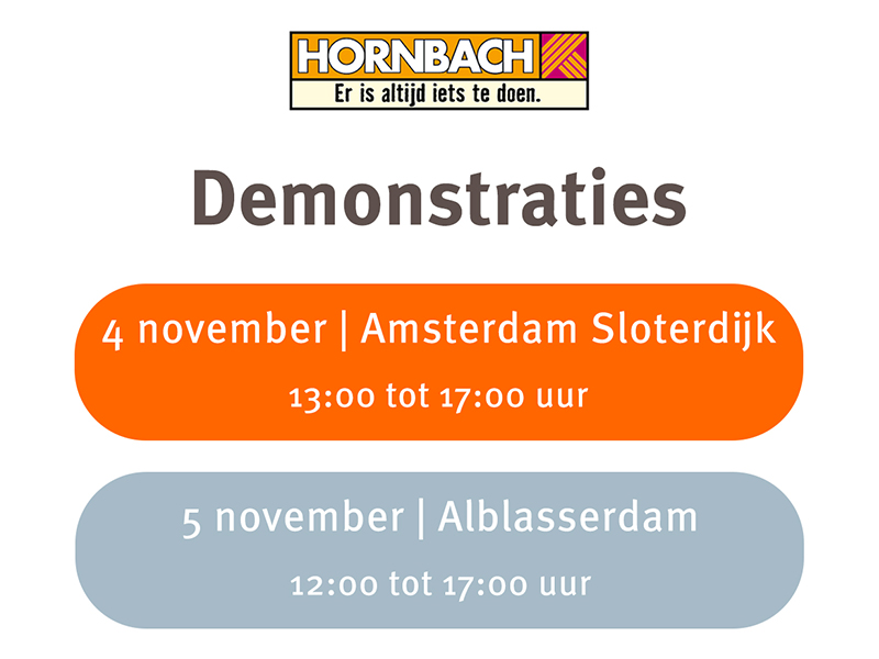 Kom naar de WoonVeilig productdemonstraties!

Op 4 november a.s. zijn we te vinden bij Hornbach Amsterdam Sloterdijk en op 5 november bij Hornbach Alblasserdam!

Tijdens de demonstraties leggen we je uit hoe je jouw woning goed en slim beveiligd met WoonVeilig!
Zien we je daar?🤩
