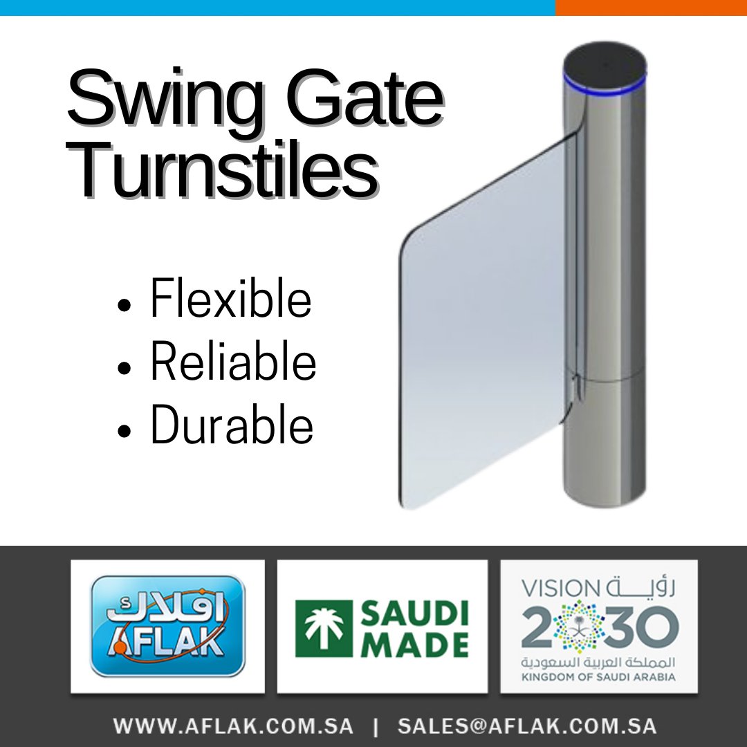 #Aflak offers #Swinggates to manage crowd effectively for your workplaces in #SaudiArabia.
Visit-aflak.com.sa/en/saudi/acces…
#AflakElectronics #TurnstileGates #AccessControl #SmoothOperations #BlockingDevice  #MadeinSaudi #SwingGateTurnstile #SaudiVision2030 #AccessControlTurnstile