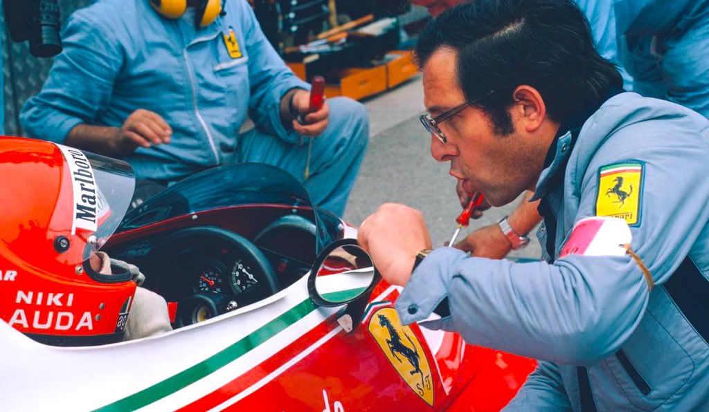 Paying tribute to Mauro Forghieri, who’s passed away. His 312-series Ferraris wrote the history of ’70s #F1, winning world championships for Niki Lauda (’75 &amp; ’77) &amp; Jody Scheckter (’79), as well as constructors’ world championships in addition. Pic: Forghieri with Lauda in ’76.