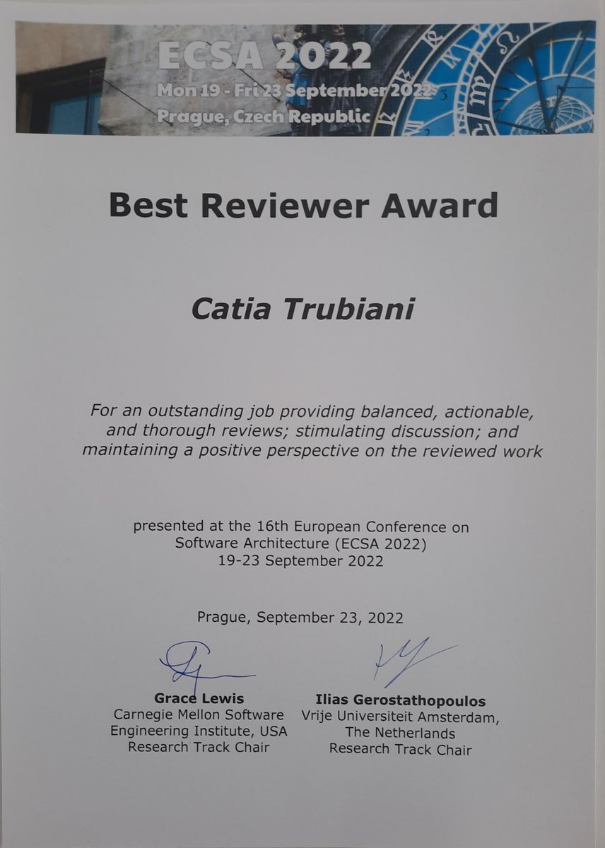 Thanks! <a href="/GraceALewis/">Grace Lewis</a> @IliasGerostath1 #ECSA22