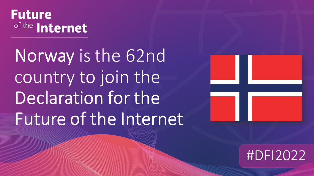 Happy to see that 🇳🇴 #Norway just announced that it is joining the global effort and endorsed the Declaration for the future of the Internet. 

It’s vital to have all countries on board to ensure that the internet remains free and open.

europa.eu/!7RppVb

#DFI2022