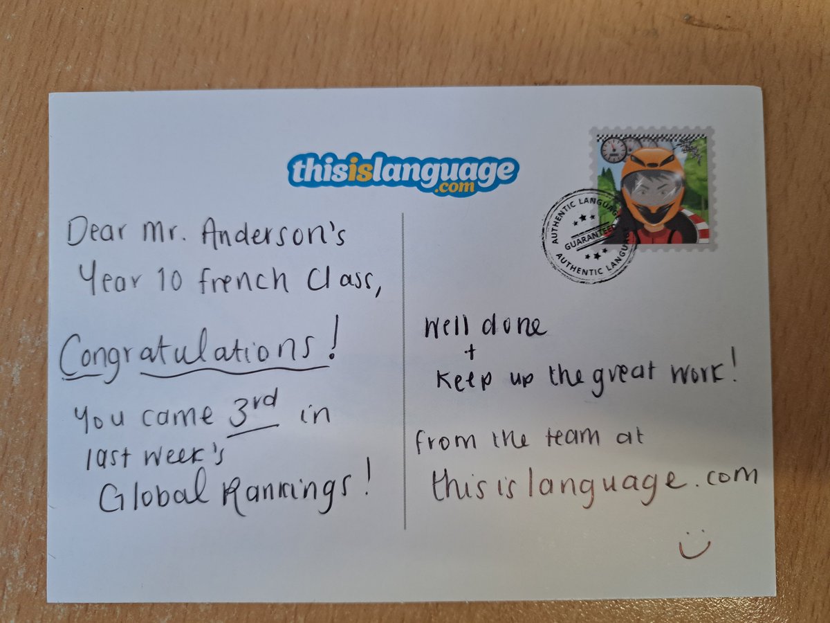 gtsdevon's tweet photo. Congratulations Mr Anderson's Year 10 French Class you came 3rd in @thisislanguage Global rankings last week! Let's try and go for the top spot!
#MFL #Languages #French #thisislanguage https://t.co/anIzW6AlD6
