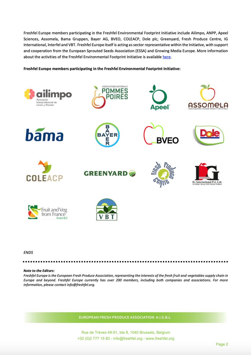 Freshfel's tweet photo. 📢 PRESS RELEASE: @Freshfel Environmental Footprint Initiative embarks on shadow #PEFCR for #fruit & #vegetables 🥗♻️ Plus new fact sheet on fresh produce #PEF from @WUR 🇪🇺📊
Read the press release ➡️ https://t.co/UsamMkFMQS https://t.co/9myE81Hf7t