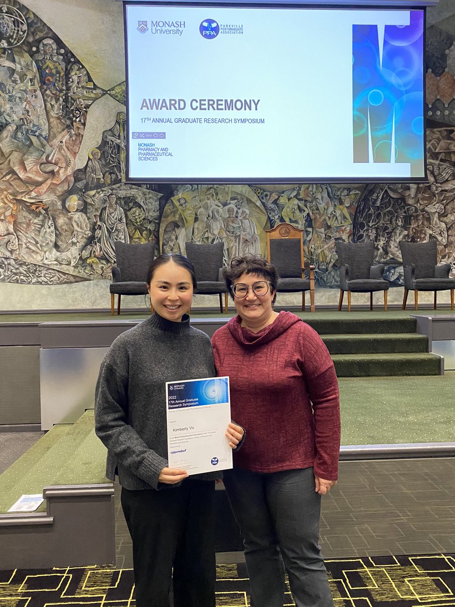 Kimberly Vo (@kimberlyvo8) on Twitter photo Fantastic day at <a href="/MonashPharm/">Monash Pharmacy & Pharmaceutical Sciences</a> presenting my work at the 17th Annual Graduate Research Symposium. Really honoured and grateful to have received the Most Outstanding Oral Presentation. Thank you to <a href="/PharmPostgrads/">Parkville Postgrad Association</a> for organising such a great event! #HDRSym2022 Fantastic day at <a href="/MonashPharm/">Monash Pharmacy & Pharmaceutical Sciences</a> presenting my work at the 17th Annual Graduate Research Symposium. Really honoured and grateful to have received the Most Outstanding Oral Presentation. Thank you to <a href="/PharmPostgrads/">Parkville Postgrad Association</a> for organising such a great event! #HDRSym2022