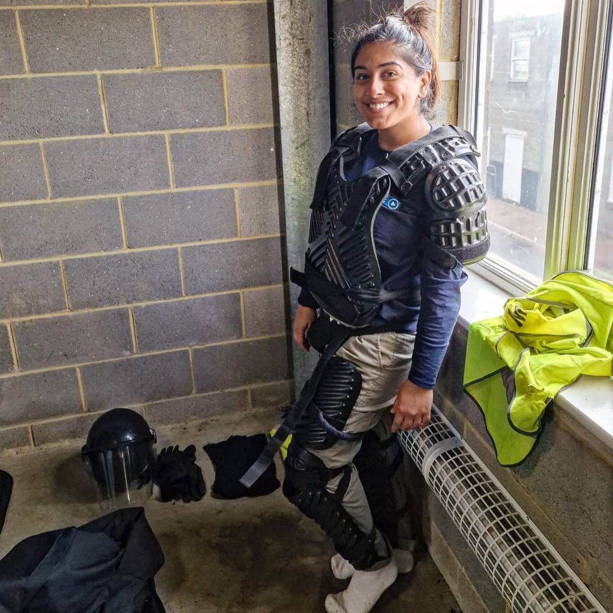 sabahchoudhry's tweet photo. All smiles in Gravesend ๐ฅณ(AFTER getting petrol bombs, glass and bricks lobbed at usโฆ) #RiotTraining #PublicOrder https://t.co/TF0nRqT07U