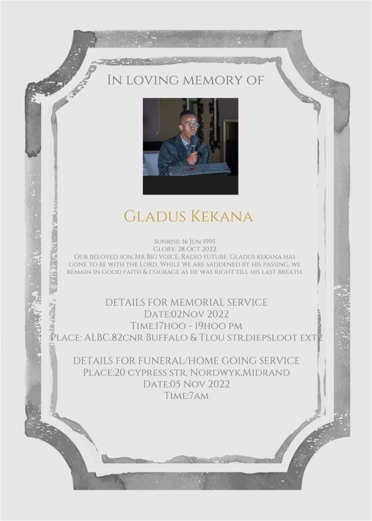 <a href="/KekanaGladus/">Gladus Kekana</a> RIP Gladus 💔💔🕊🕊🕊