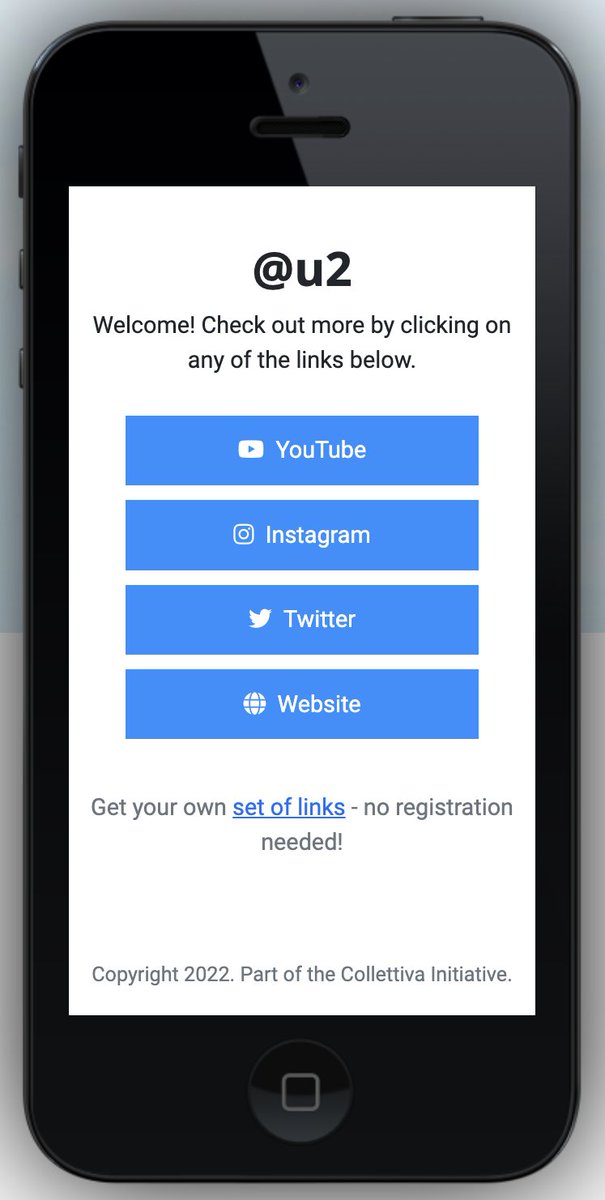 If you use the same handle (eg <a href="/U2/">U2</a>) across multiple platforms (eg Twitter, YouTube, Instagram, your website), give lnx2.io a try. It's 100% free and creates a single link to share so that people can easily visit you across all of those places. No signup needed!